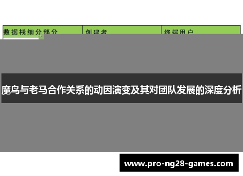 魔鸟与老马合作关系的动因演变及其对团队发展的深度分析